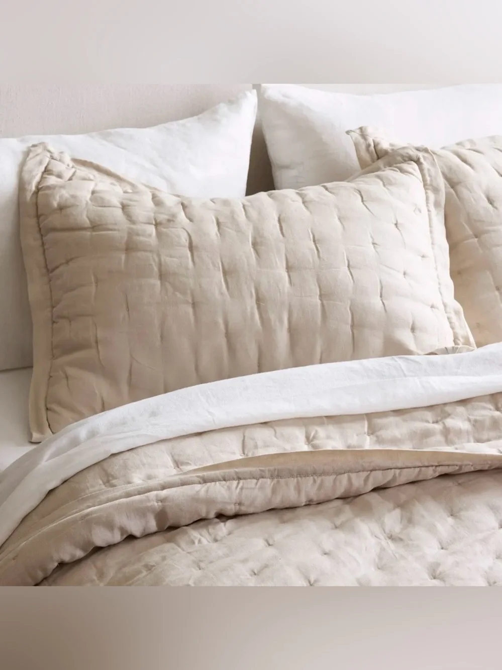 Quince European Linen Dream Standard Sham 20”x26” Beige Sand Coastal Minimalist